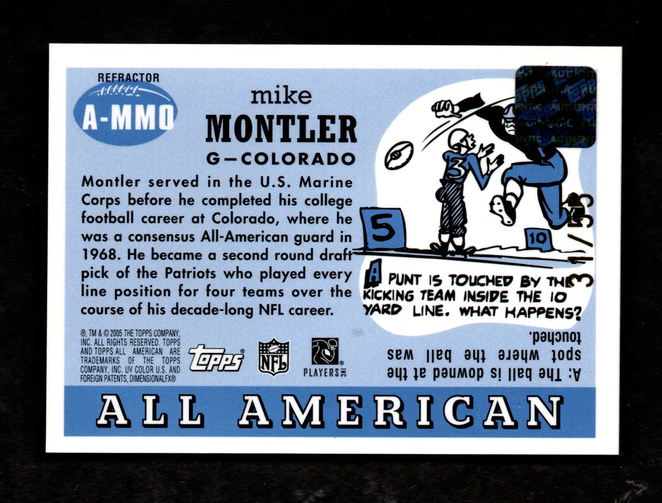 2005 Topps All American Autograph Refractor MIKE MONTLER Colorado 31/55 SP RIP - Image 2 of 2
