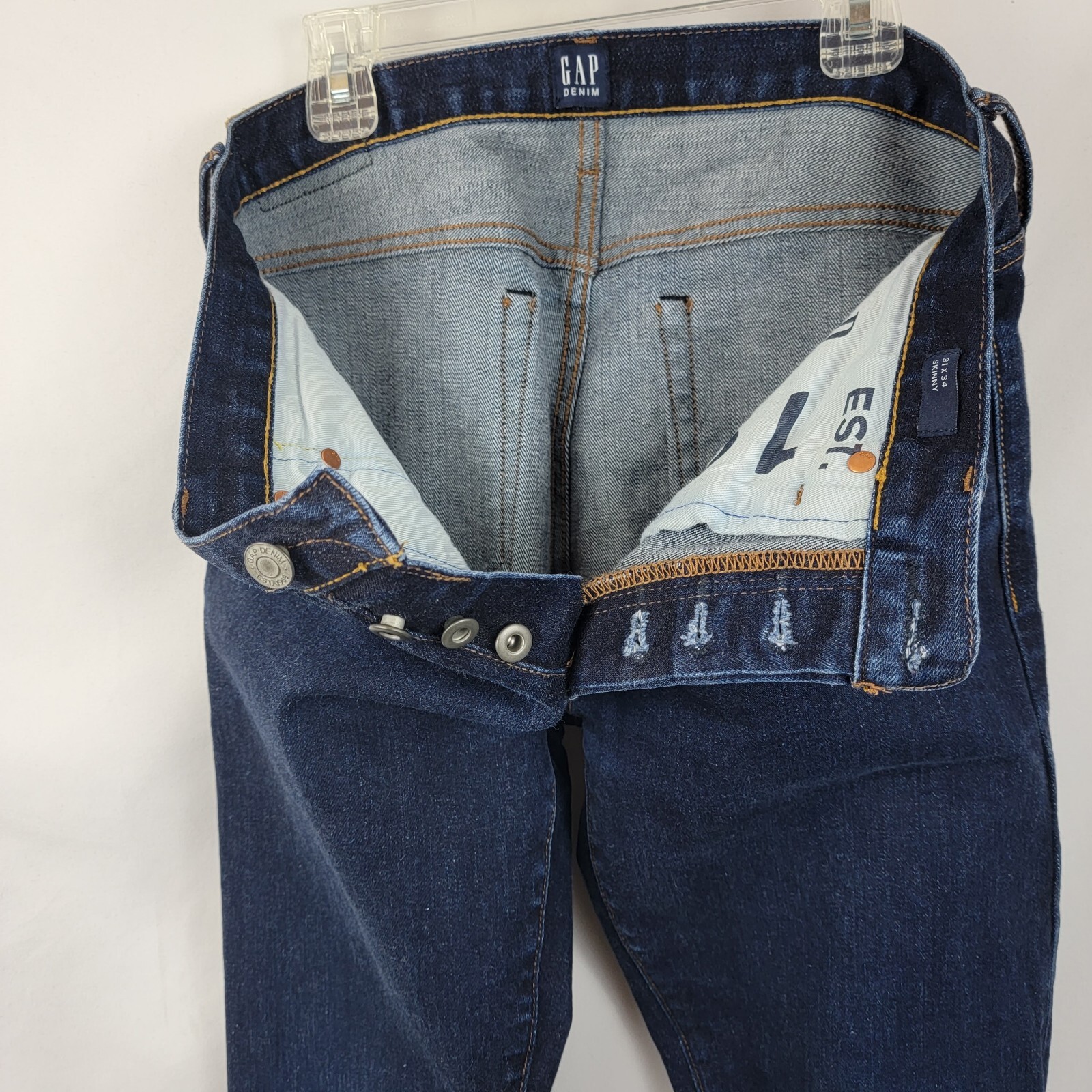 Gap Mens Stretch Selvedge Skinny Denim Jeans Button F… Gem