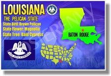 Louisiana Geography - NEW U.S State Travel POSTER