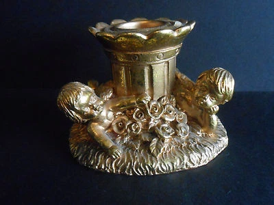 PETIT BOUGEOIR RESINE DORÉ ANGES / ANGELOTS / ANGEL - Photo 1/4