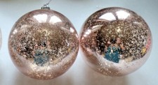 Two Katherine  s Collection Pink  Mercury Glass  4  Plastic Ball Ornaments. NOS