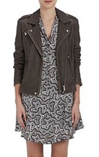 Iro Han Moto Jacket Lambskin Leather- Distressed Charcoal Smoke Grey- 34 / 2us