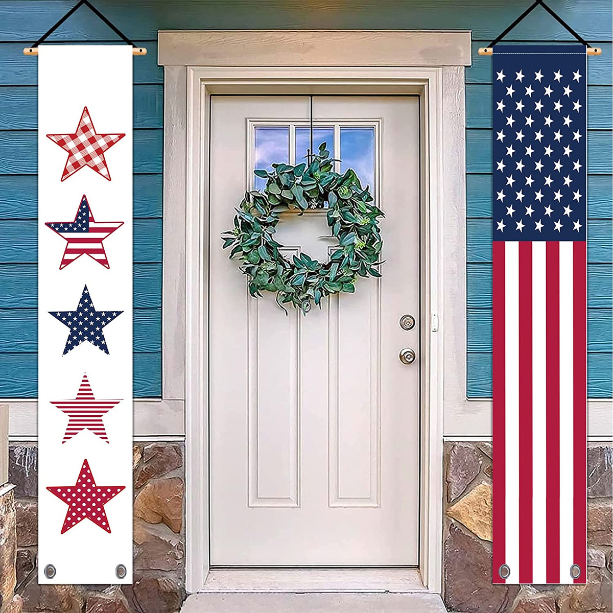 American Flag On Porch
