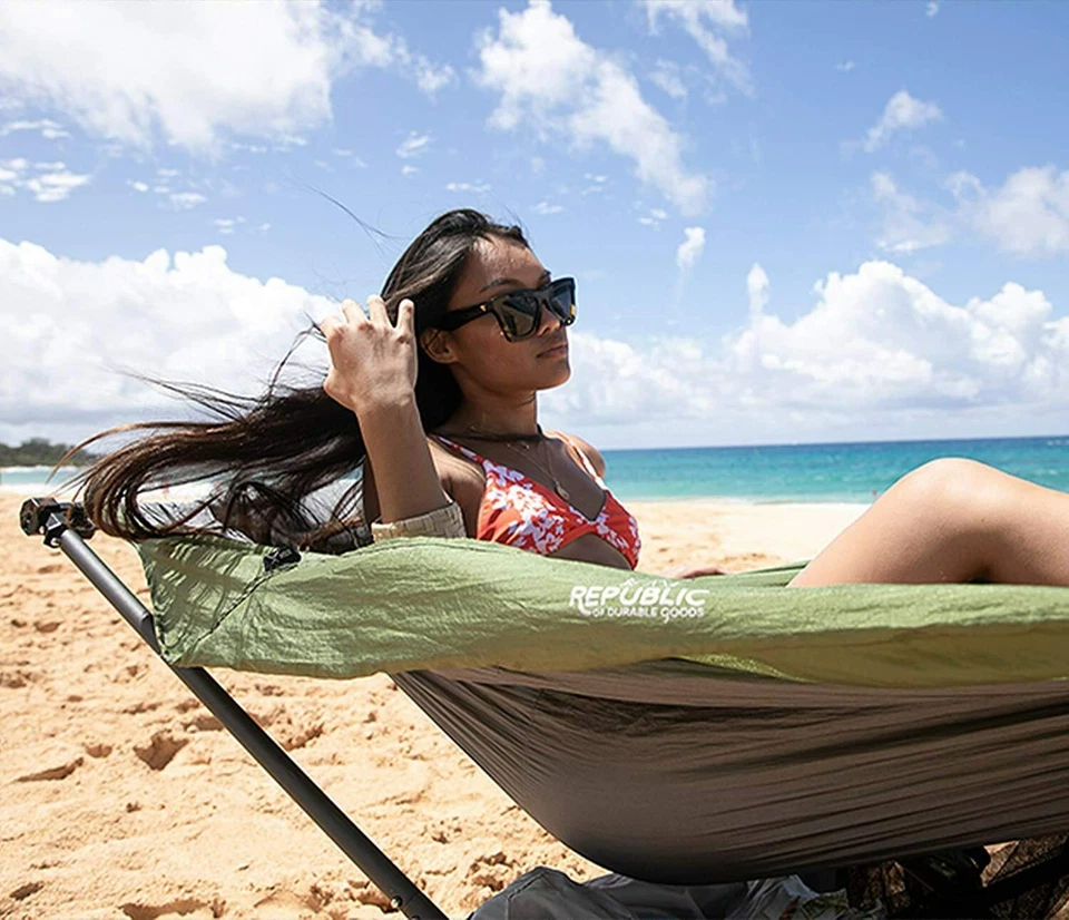 Hamaca de Camping con Soporte Hamaca Plegable Portátil para Playa Exterior Foto 3 de 4