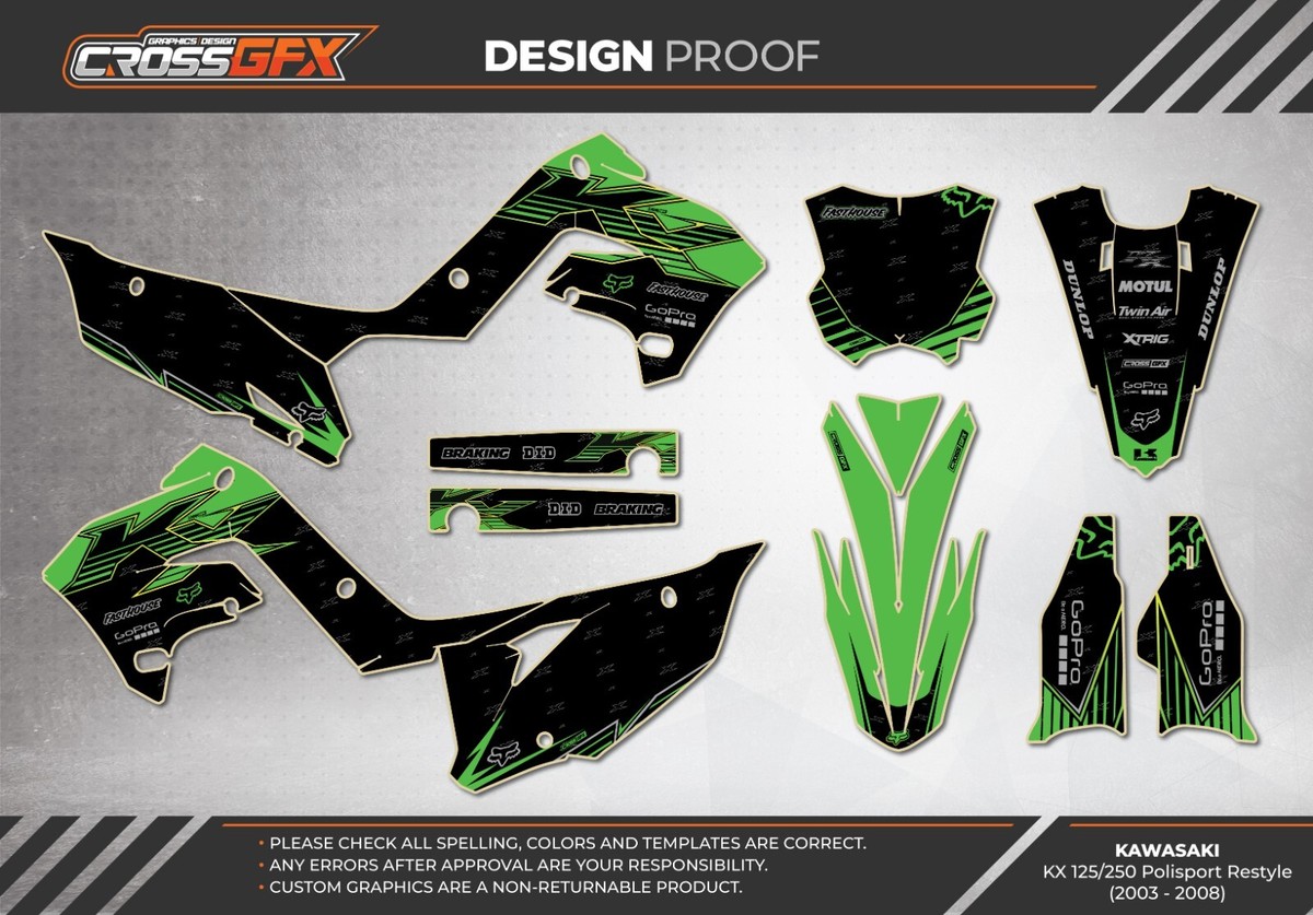 2003 2004 2005 2006 2007 2008 Graphics Kit KAWASAKI KX 125 250