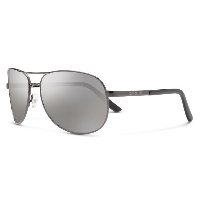 SUNCLOUD Aviator Sunglasses Gunmetal Frame w/ Silver Mirror Polarized Lens-image