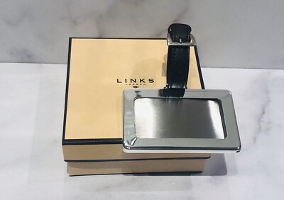 Links of London Silver Tone Metal Brown Leather Strap Luggage Tag