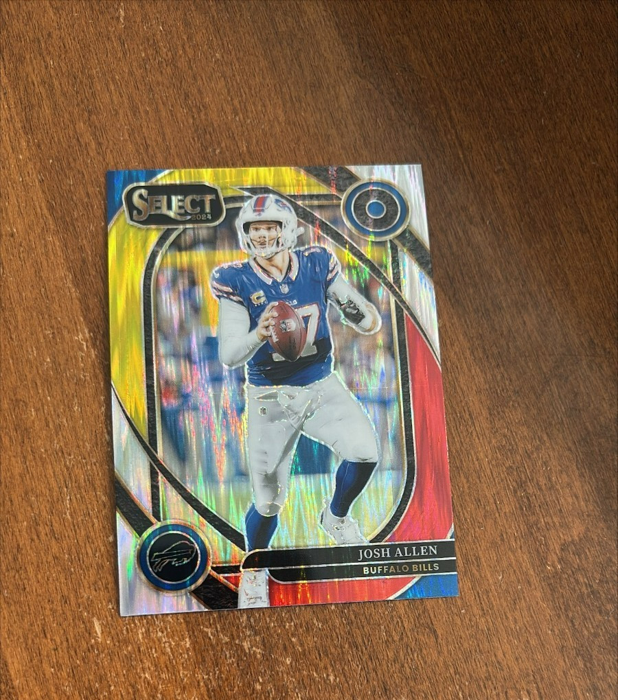 Josh Allen 2024 Panini Select Club Red Yellow Shock Prizm Wyoming Buffalo Bills