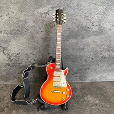 Miniature Guitar Replica Orange Rock Band Musical Instrument Display Gift 1:6