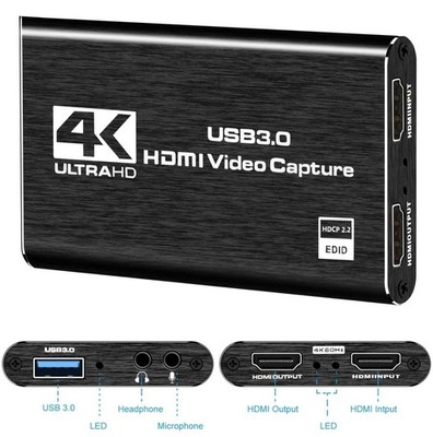 4K HDMI Capture Card for Streaming, Full HD 1080P 60FPS USB Cam Link Game Audio