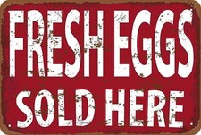12x8" "Farm Fresh Eggs" Sale Sign Rustic Chicken Tin Sign for Farmhouse