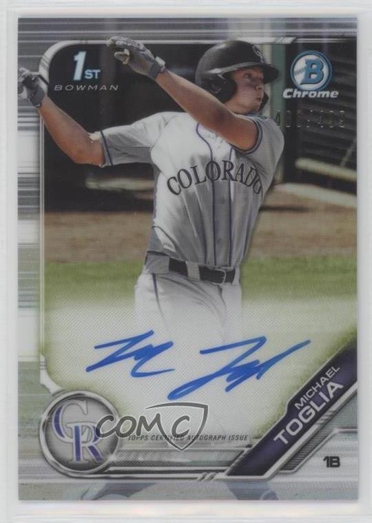 2019 Bowman Draft Chrome Pick Refractor 486/499 Michael Toglia #CDA-MT Auto w6f