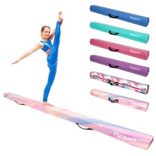 9.5ft Balance Beam: Folding Floor Gymnastics Equipment PU Leather for Kids Ad...