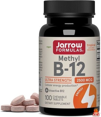 Jarrow Methyl Vitamin B-12 2500 mcg, Cellular Energy, 100 Chewable Tablets