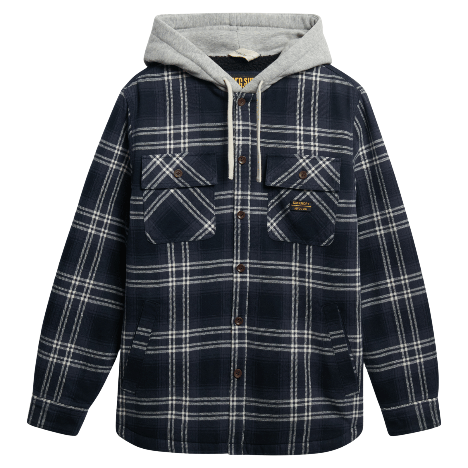 Superdry Mens Surplus Hooded Checked Long Sleeve Shirt - Image 2
