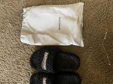 Balenciaga Men's Black Logo Slide Sandals Slip-On Casual Solid
