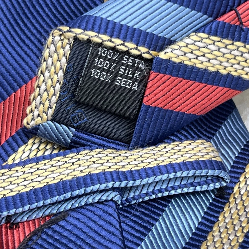 Corbata vintage a rayas multicolor Bugatchi Uomo seda hecha a mano Italia Foto 4 de 4