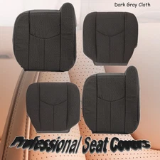 Driver & Passenger Bottom And Top Seat Cover Dark Gray For 2003-2007 GMC Sierra
