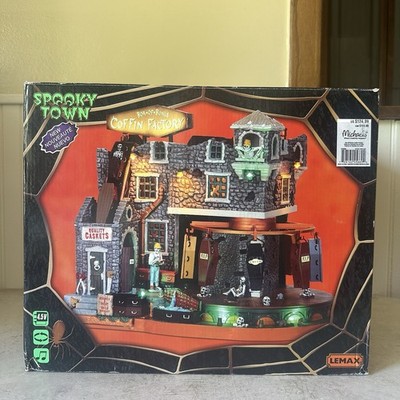 Lemax Spooky Town Box of Bones Coffin Factory Animated Halloween Village #45669