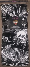 Ed Hardy Oversized Plush Throw Blanket Black w/White Tigers,Skulls,Cobras,Eagles