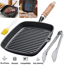 Grill Pan Non-stick Griddle Frying Poring Lips Induction Skillet Cooking Steak