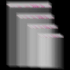 480Pcs 4 Sizes Clear Plastic Cellophane Bags Self Sealing for Candy Cookies Wrap