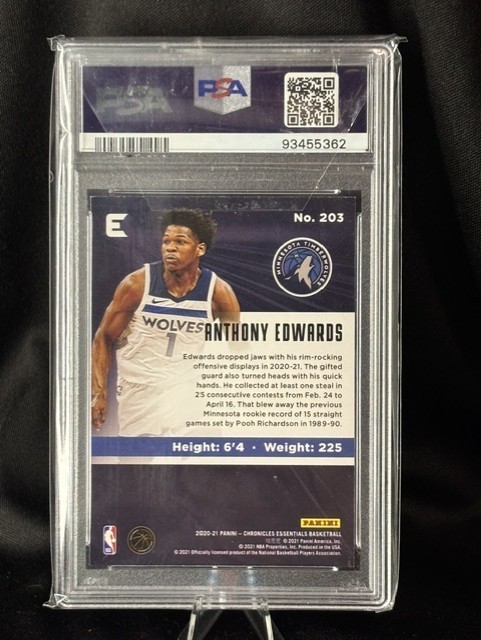 2020-21 Panini Chronicles - Essentials Anthony Edwards #203 (RC) PSA 8 view 2
