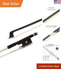 Ultra-Stretchy Horse Hair Violin Bow - Full Size 4/4, Black with Polished Finish