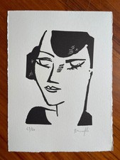 Alberto Manfredi Linoleum originale  in bianco e nero 22,6x16,8 cm firmata