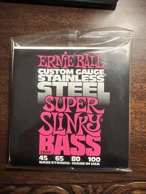 New Ernie Ball 2844 Super Slinky Stainless Steel Bass  45-65-80-100  Strings