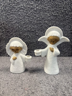 2 süße Bristolia Keramik Engel Chor Kerzenhalter, Ostern, Weihnachtsdeko