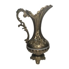 Vintage Italian Ornate Metal Ewer Jug Baroque Rococo Style Gilt Decorative Vase