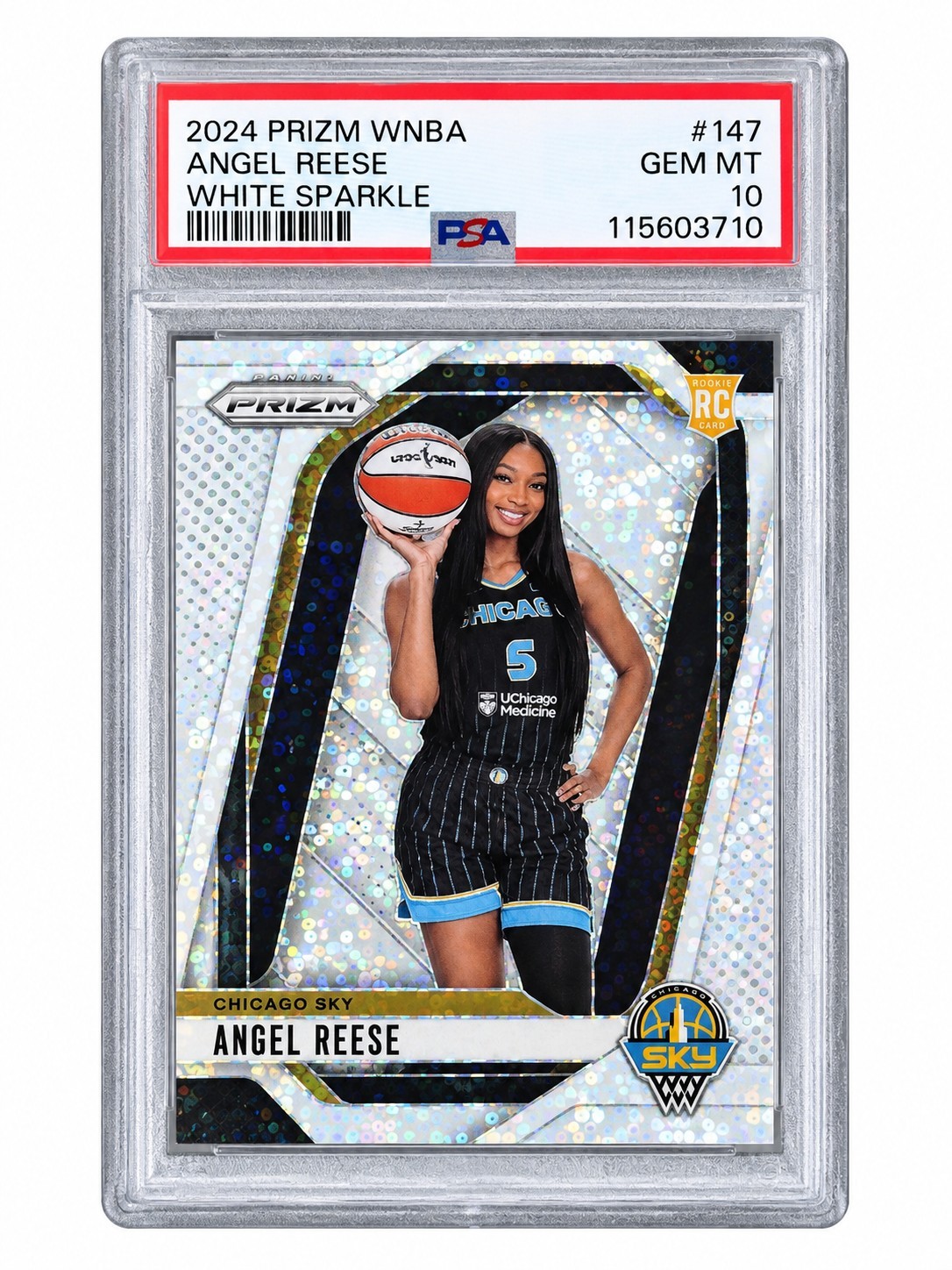 2024 Panini Prizm WNBA - Angel Reese #147 White Sparkle Prizm (RC) PSA 10 Pop 9