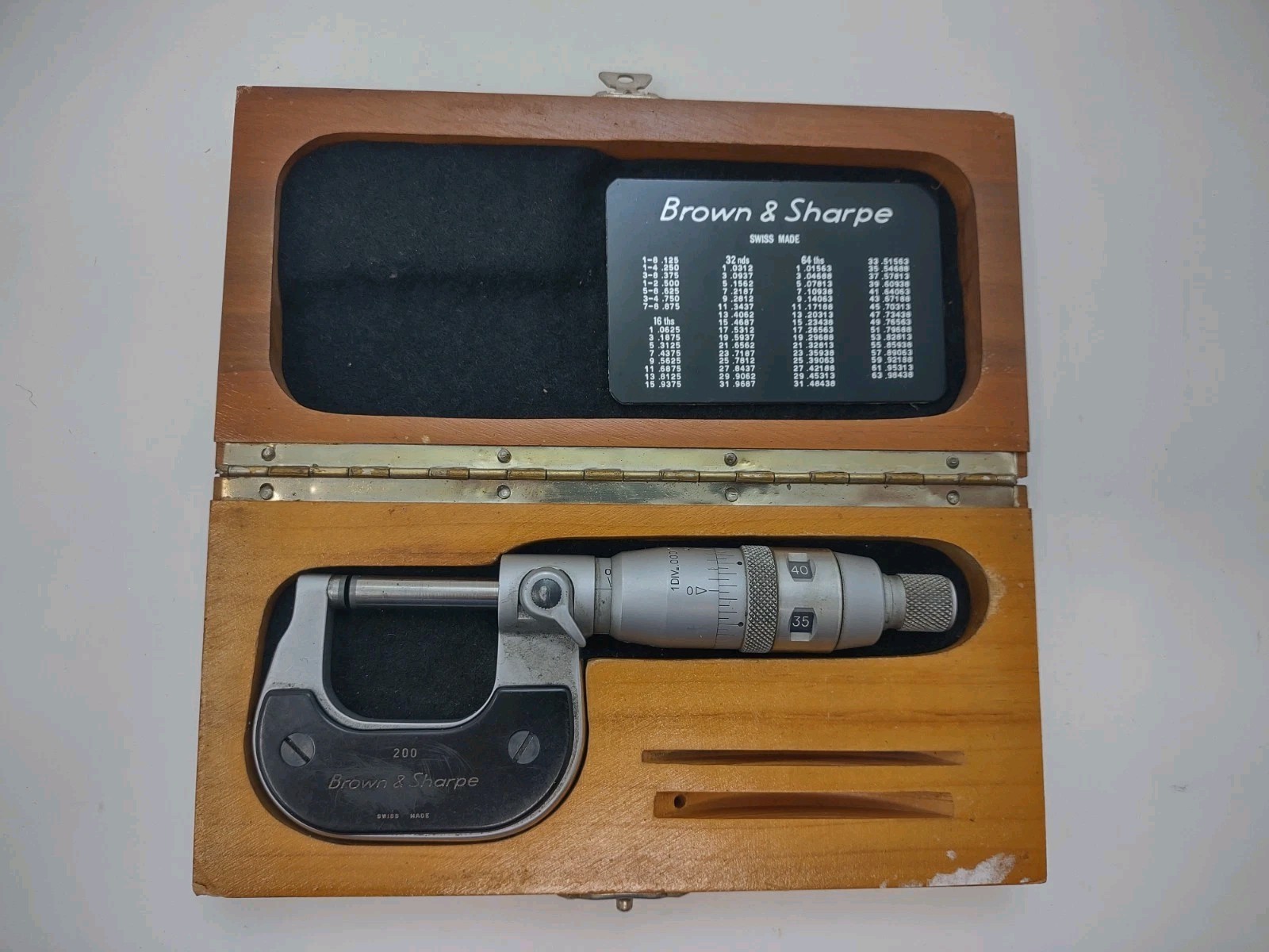 Vintage Brown & Sharpe 200 Swiss Made Micrometer 0-1" x .0001