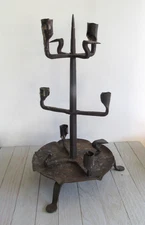 Vtg 16" Metal Wrought Iron Candleabra Candleholder Brutalist Primative 6 Holders