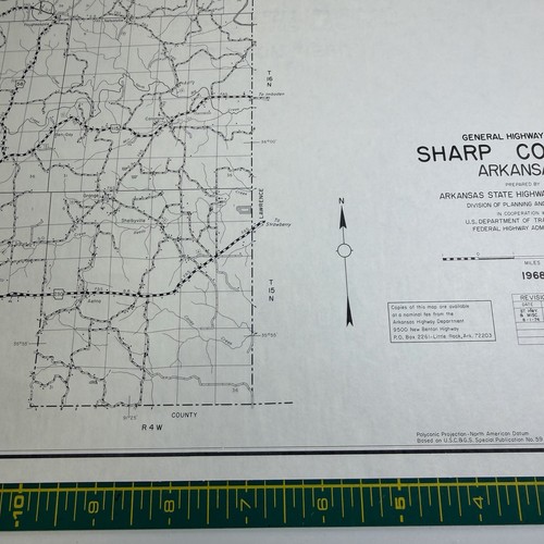 Vtg 1968 General Highway Map of Sharp County, Arkansas 26.5" x 18" for Framing - Picture 4 of 18