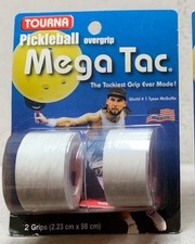 Tourna Mega Tac Pickleball Overgrip White 2-Pack Replacement Grip P-MT-W New