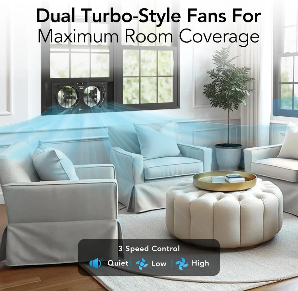 Portable 3-Speed Window Fan with Reversible Blades - Image 4 of 4