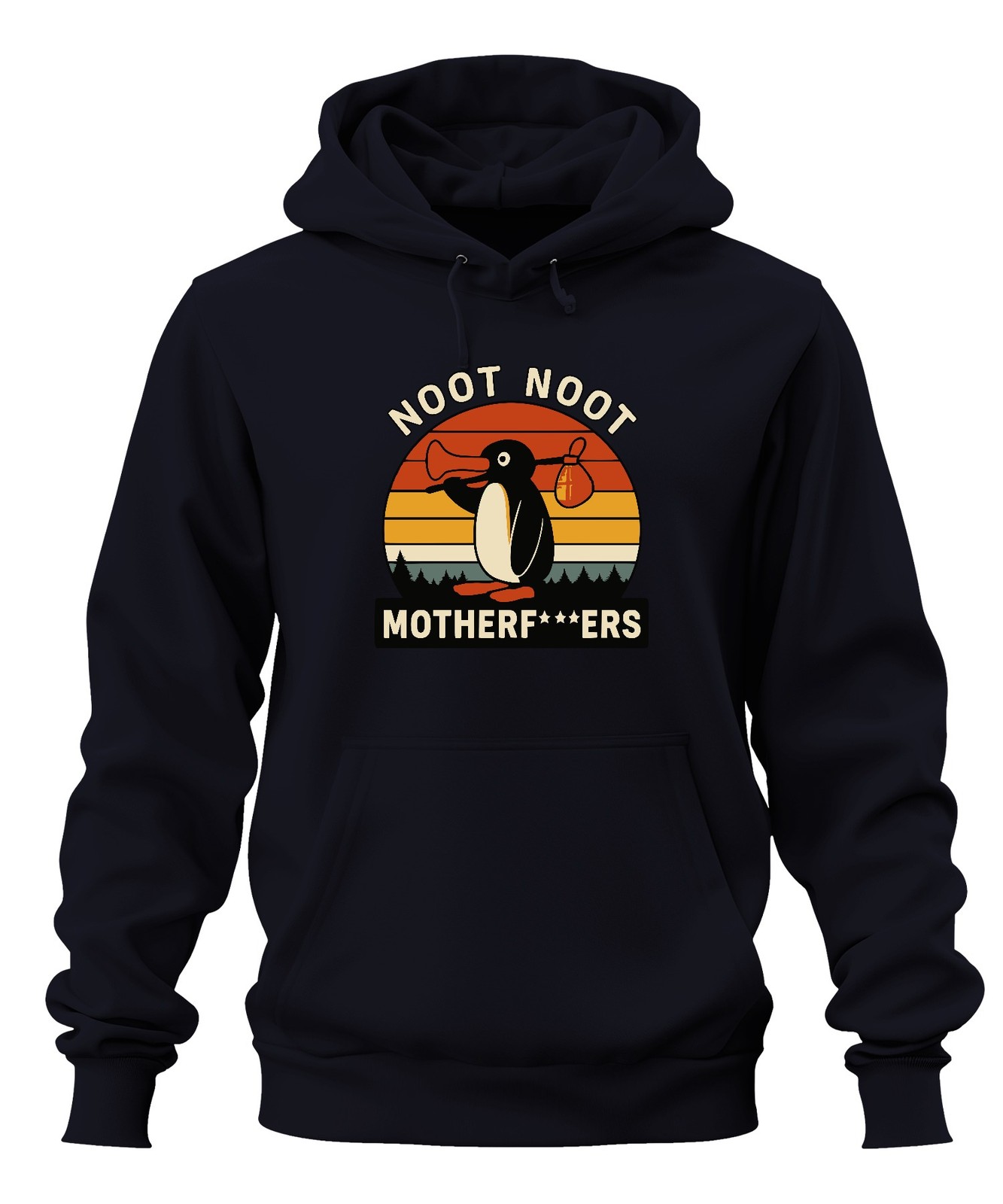 Noot Noot Motherf***ers Retro Penguin Sunset Vintage Unisex Hoodie Hooded
