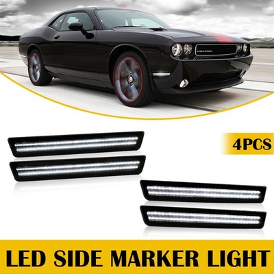 For 2015-2021 Dodge Challenger Black Lens Side Lights Marker LED Kit, Front+Rear