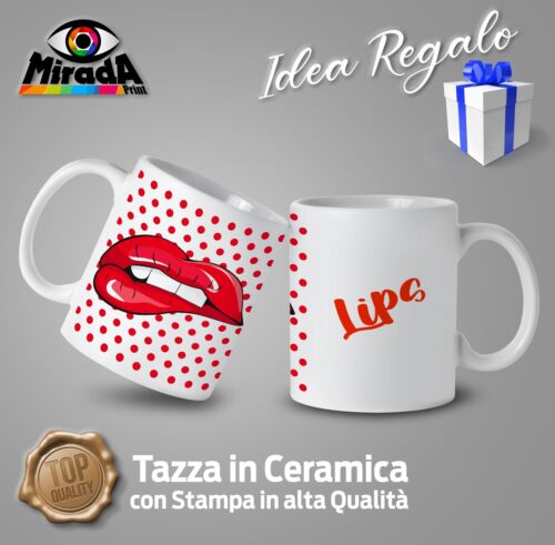 Taza Pop Artículo Labios Lips Lunares Rojo Love Mujer Regalo Ideal Calida Nuevo' - Zdjęcie 1 z 2