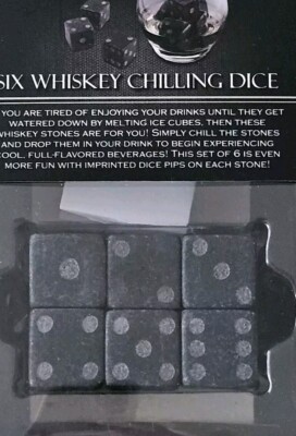 6-pc Dice Dark Gray Whiskey Wine Chilling Stones, Rocks, Ice Cubes - U.S. Seller