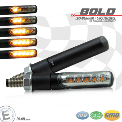 LED Blinker Bold sequentiell Lauflicht ALU schwarz smoked signals sequential