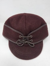 Burgundy Wool Railroad Tie Hat Cap --Size 6 5/8-- USA Made Langenberg-Style