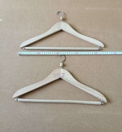 Vintage Wooden Clothes Hangers Marked 1970 Old Antique Closet Wood Coat Hangers - Picture 5 of 5