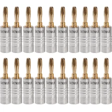 20 pcs Audio Screw Banana Plug 24K Gold Plated Speaker Wire Jack Connector