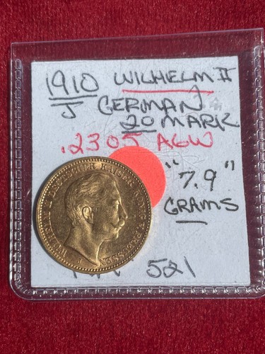1910 J German Gold 20 Mark - Picture 3 of 6