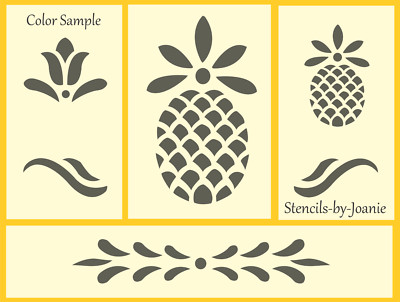 Stencil Prim Welcome Pineapple Tulip Folk Art Leaf Motif Border DIY Craft Signs