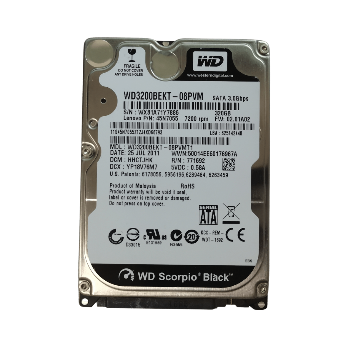 Western Digital 320GB WD3200BEKT 7200RPM 16MB SATA 2.5