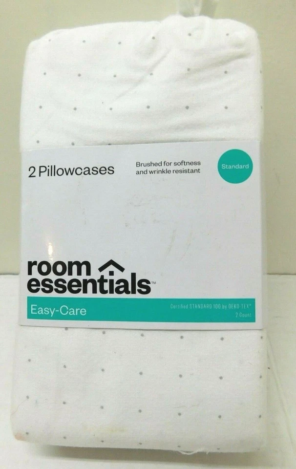 Fundas de almohada impresas de tamaño estándar de fácil cuidado habitación esencial puntos blancos grises Foto 2 de 4